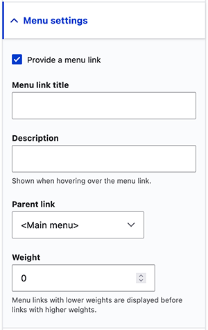 menu settings