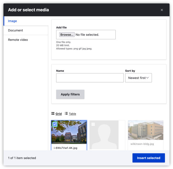 WYSIWYG select media